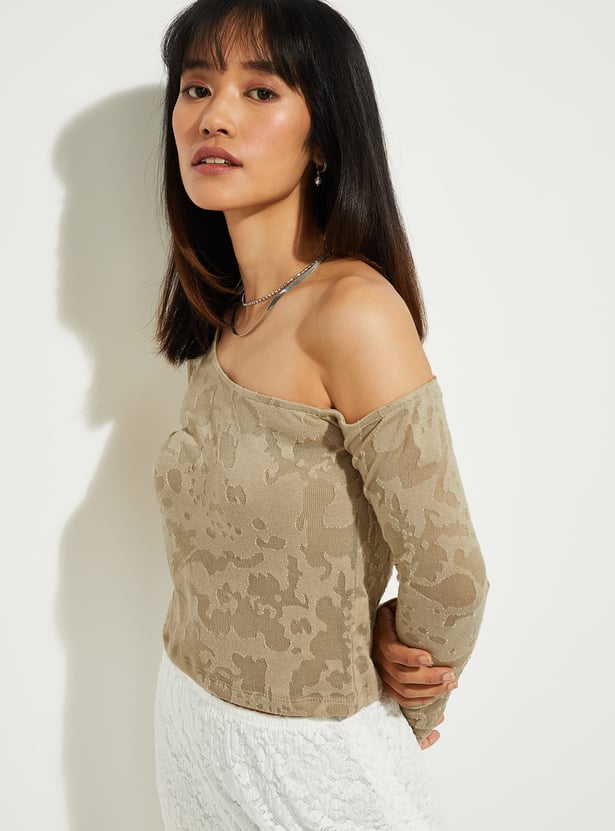 Zara Tan Burnout Asymmetric Top - Small