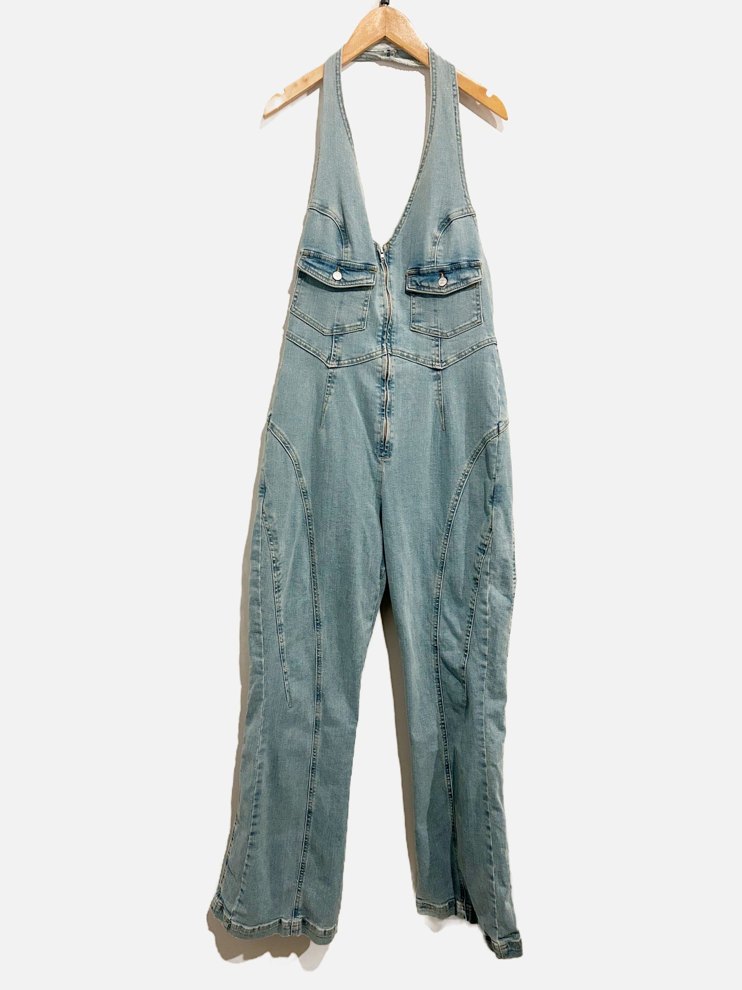 Urban Outfitters Denim Halter Jumpsuit - Medium