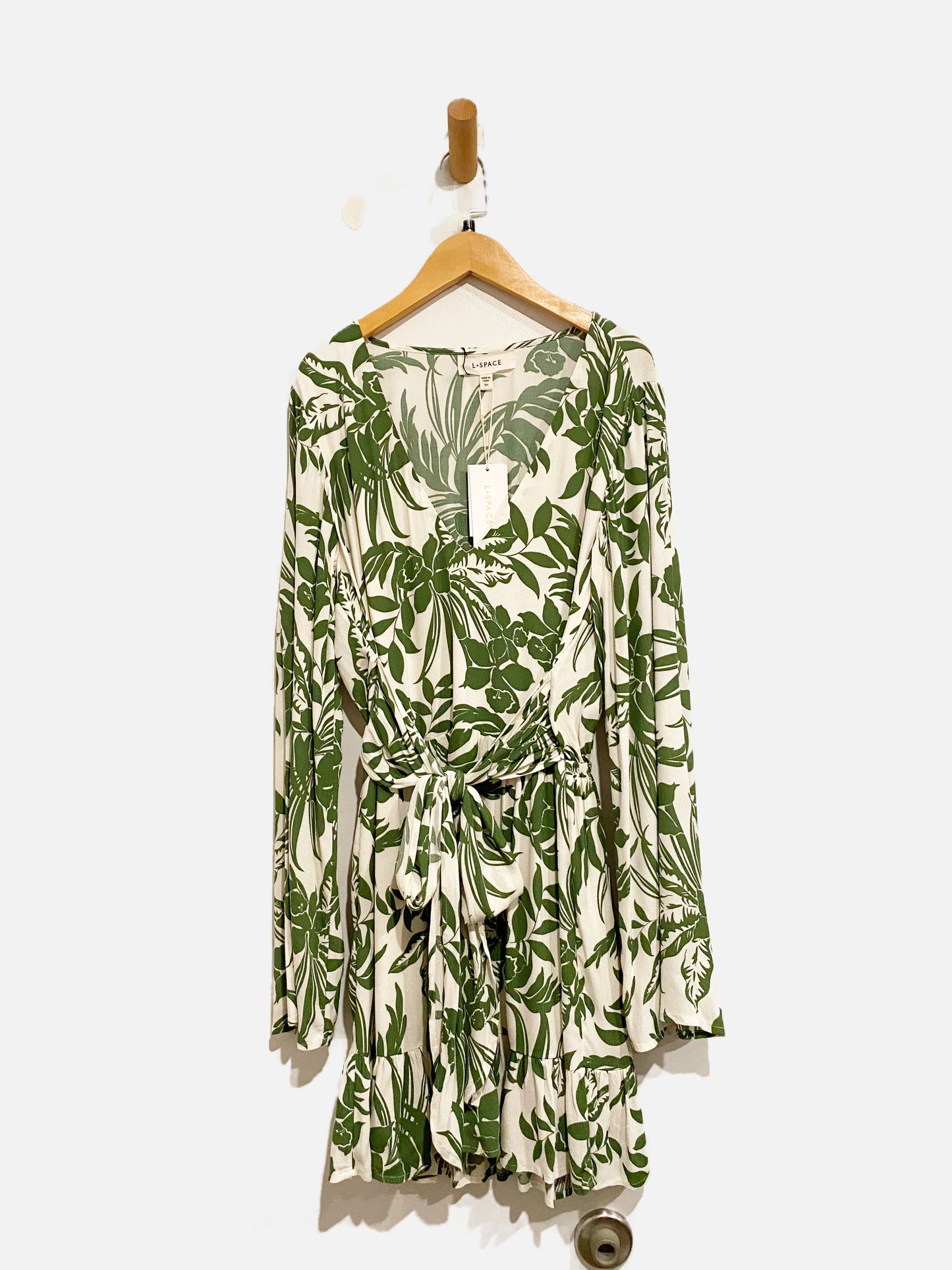 L Space NWT Green and White Geneva Dress - Small