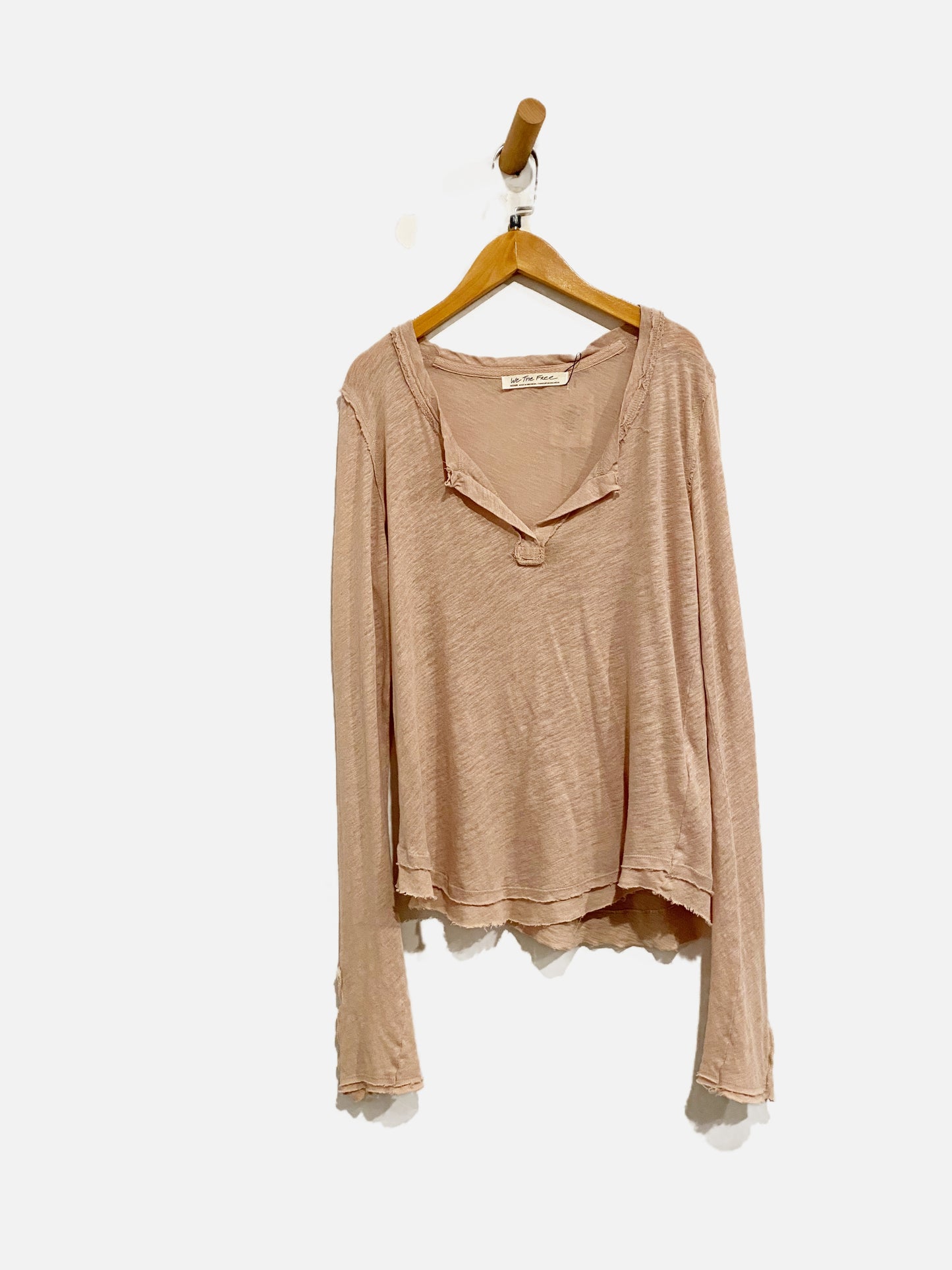 Free People Tan LS V Neck - Medium