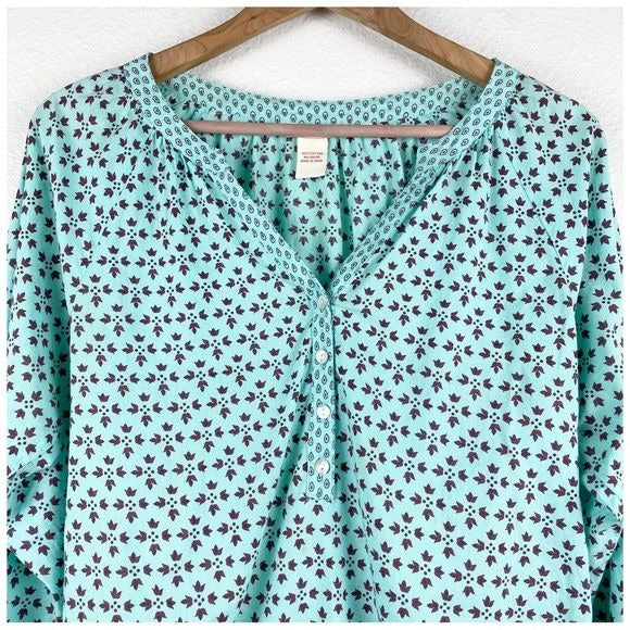 Sundance Blue Micro Print Floral Top Size XS
