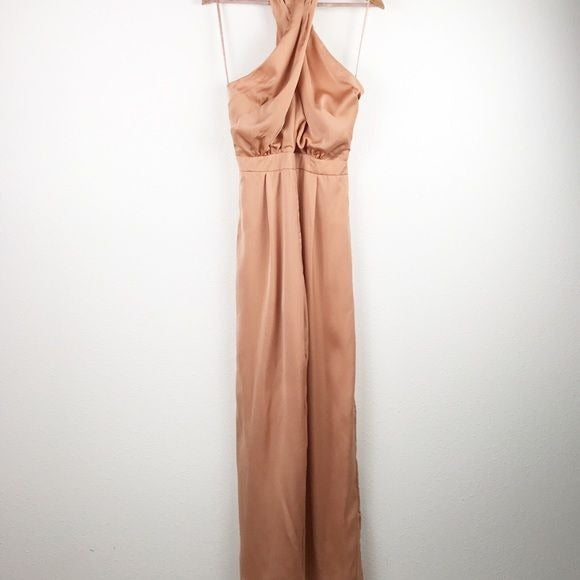 Do+Be Orange Satin Jumpsuit Size Large