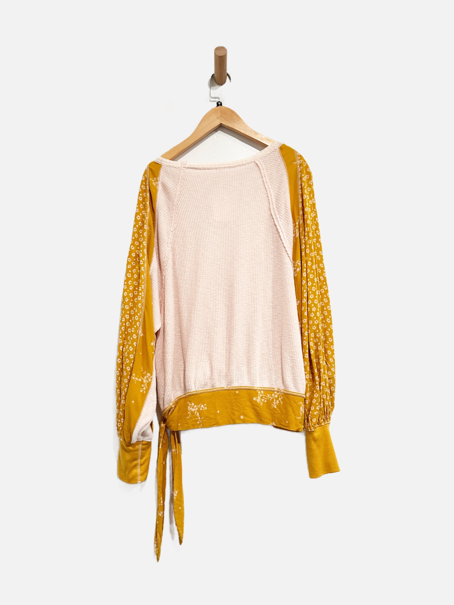 Free People Auxton Pink Waffle Knit Wrap Top - Medium