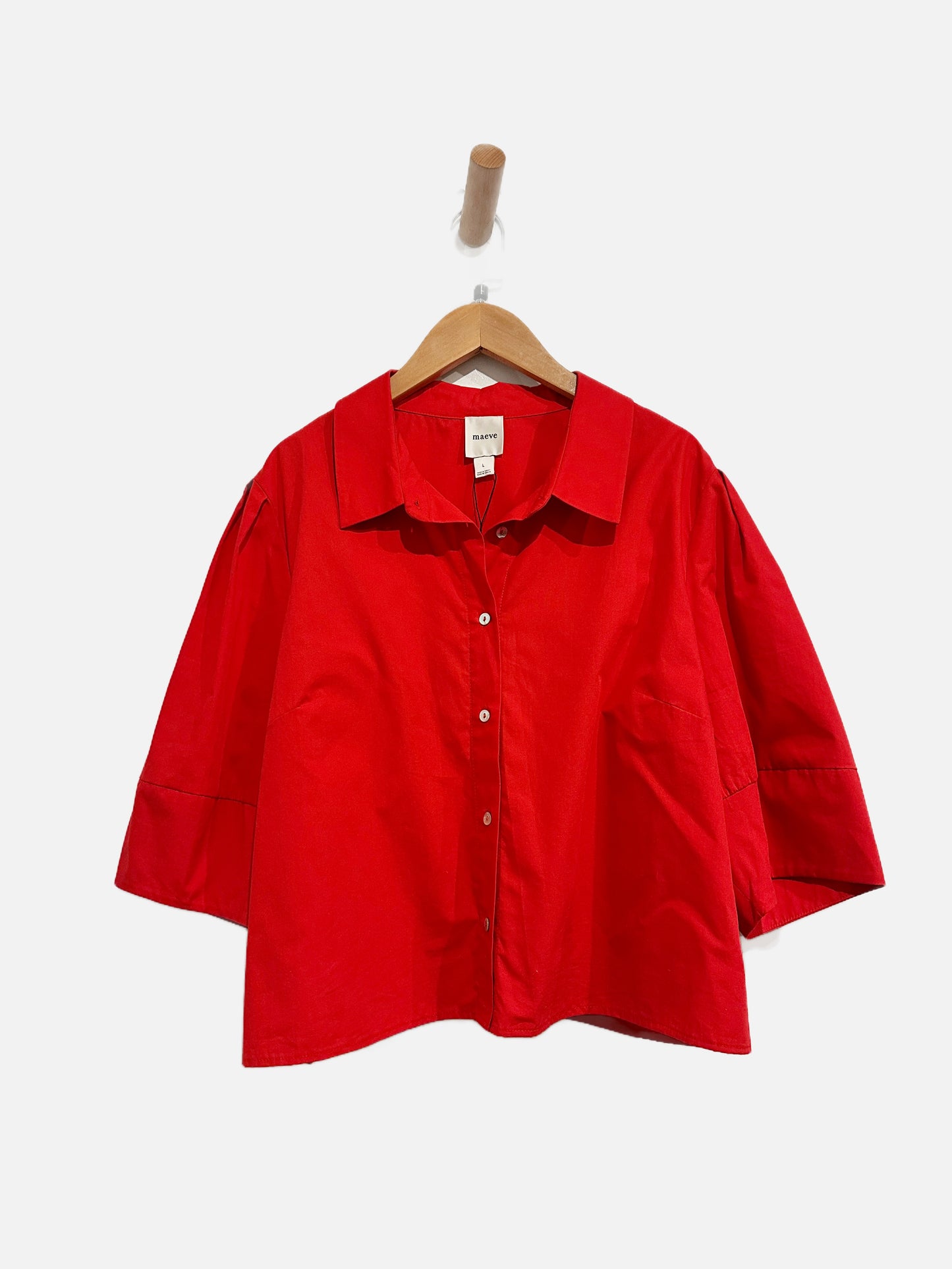 Anthropologie Maeve Red Button Down Blouse - Large