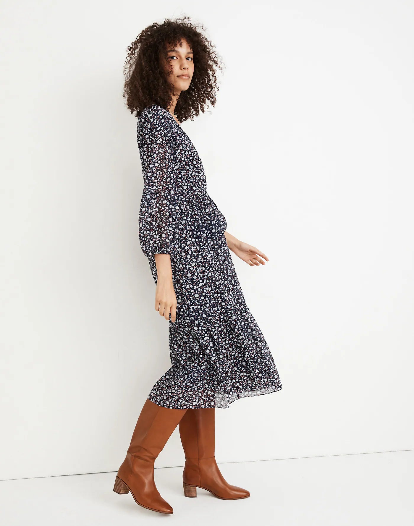 Madewell Navy Floral Midi Dress - XS