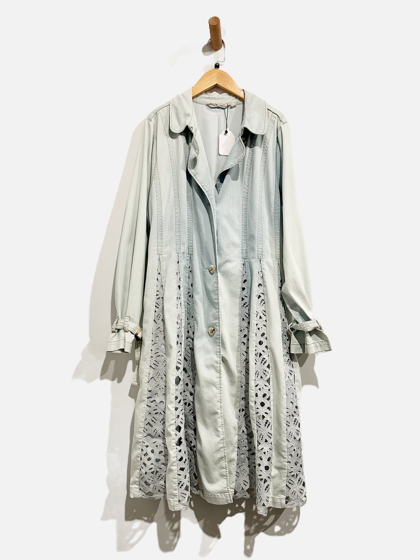Soft Surroundings Denim Lace Trench Coat - Medium