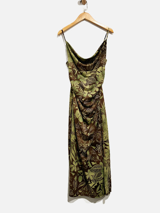 Vintage Y2K Ruby Brown and Green Hawaiian Dress - Small