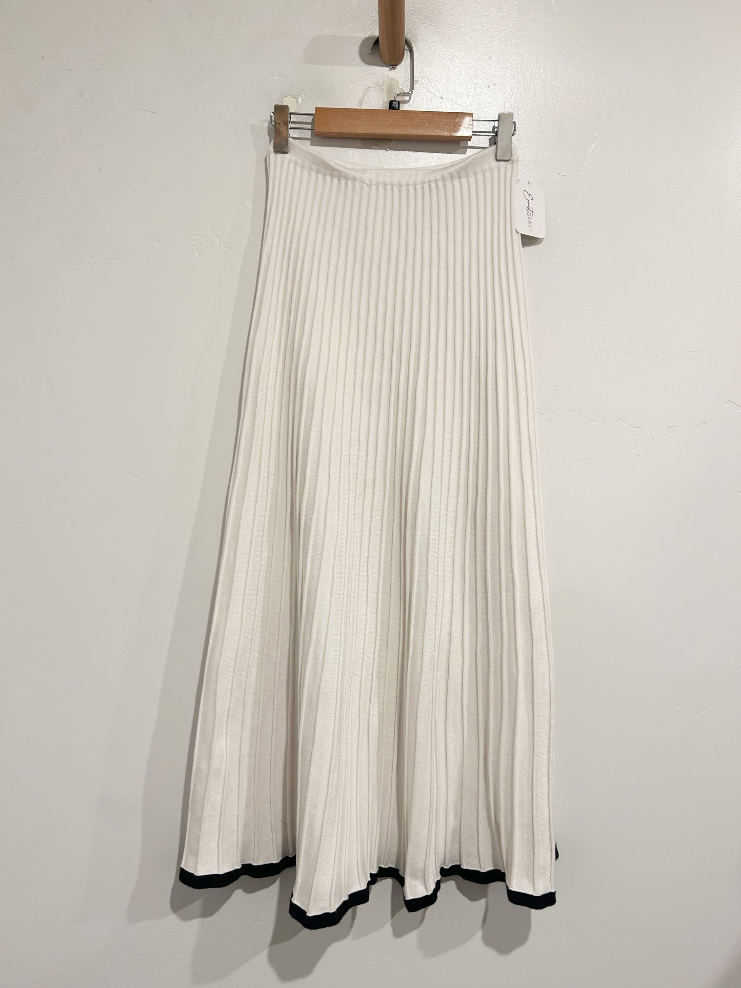 Commense White Ribbed Midi Skirt - XS