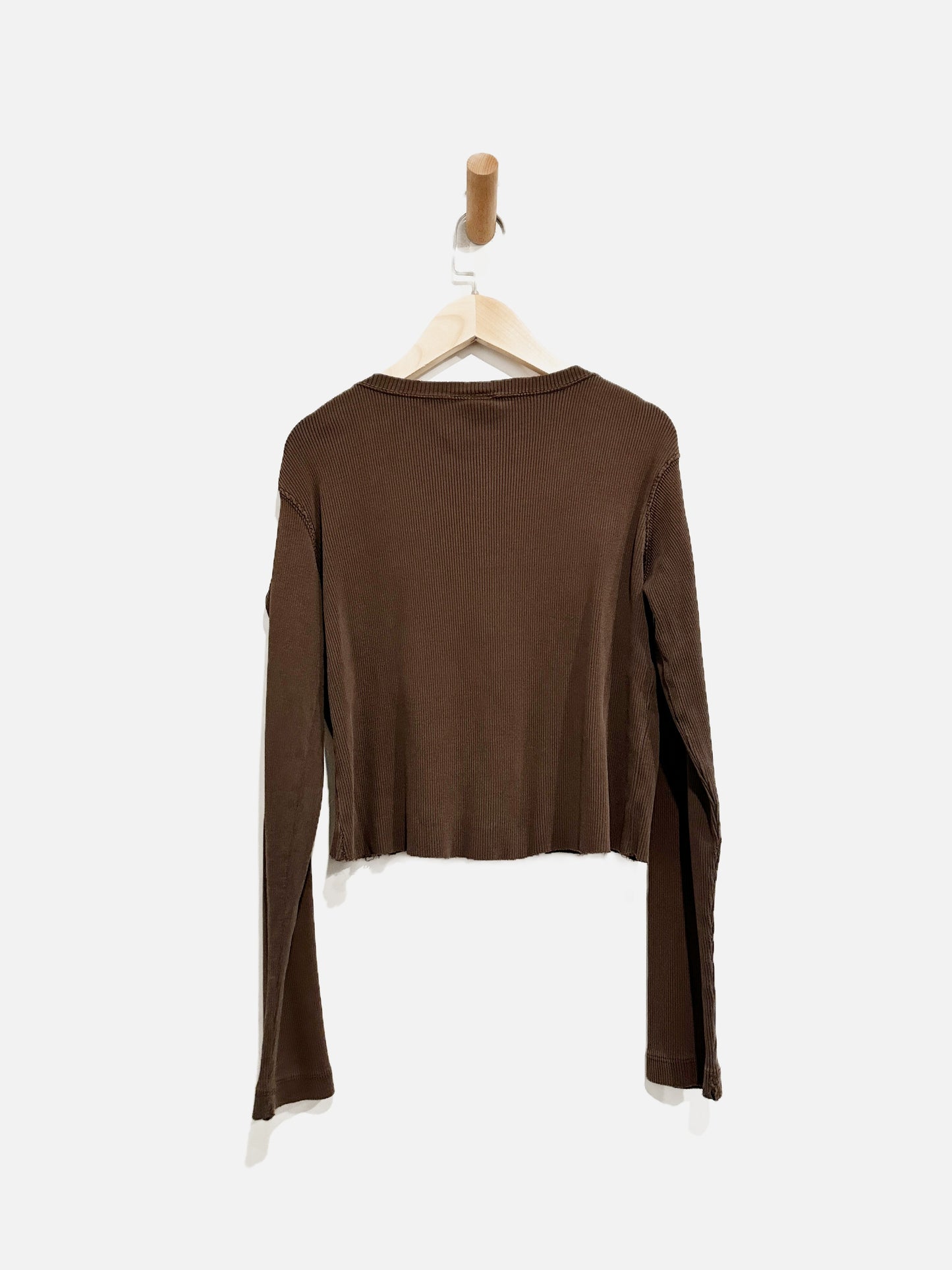 Carhartt Brown Ribbed Cropped LS Tee - XS