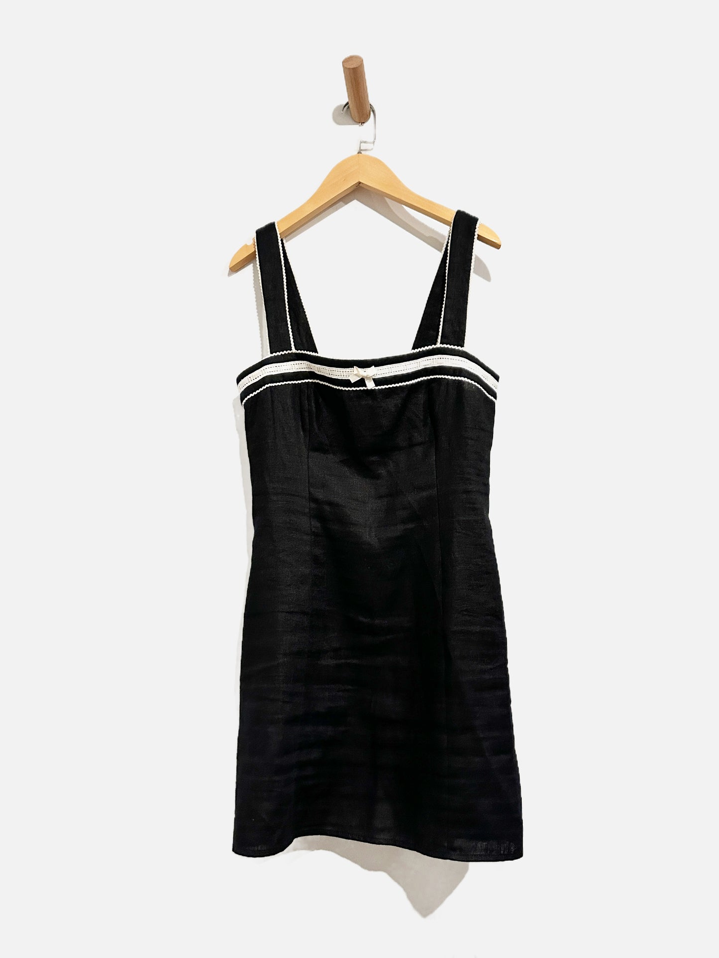 Reformation Elana Black Linen Mini Dress - 4