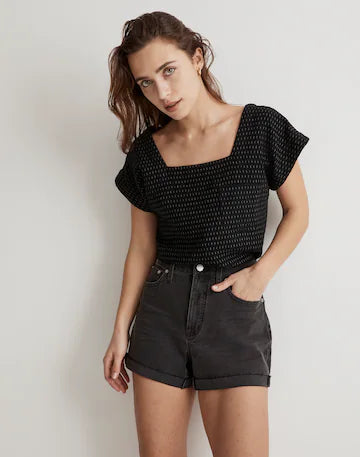 Madewell Black Square Neck Top - XL