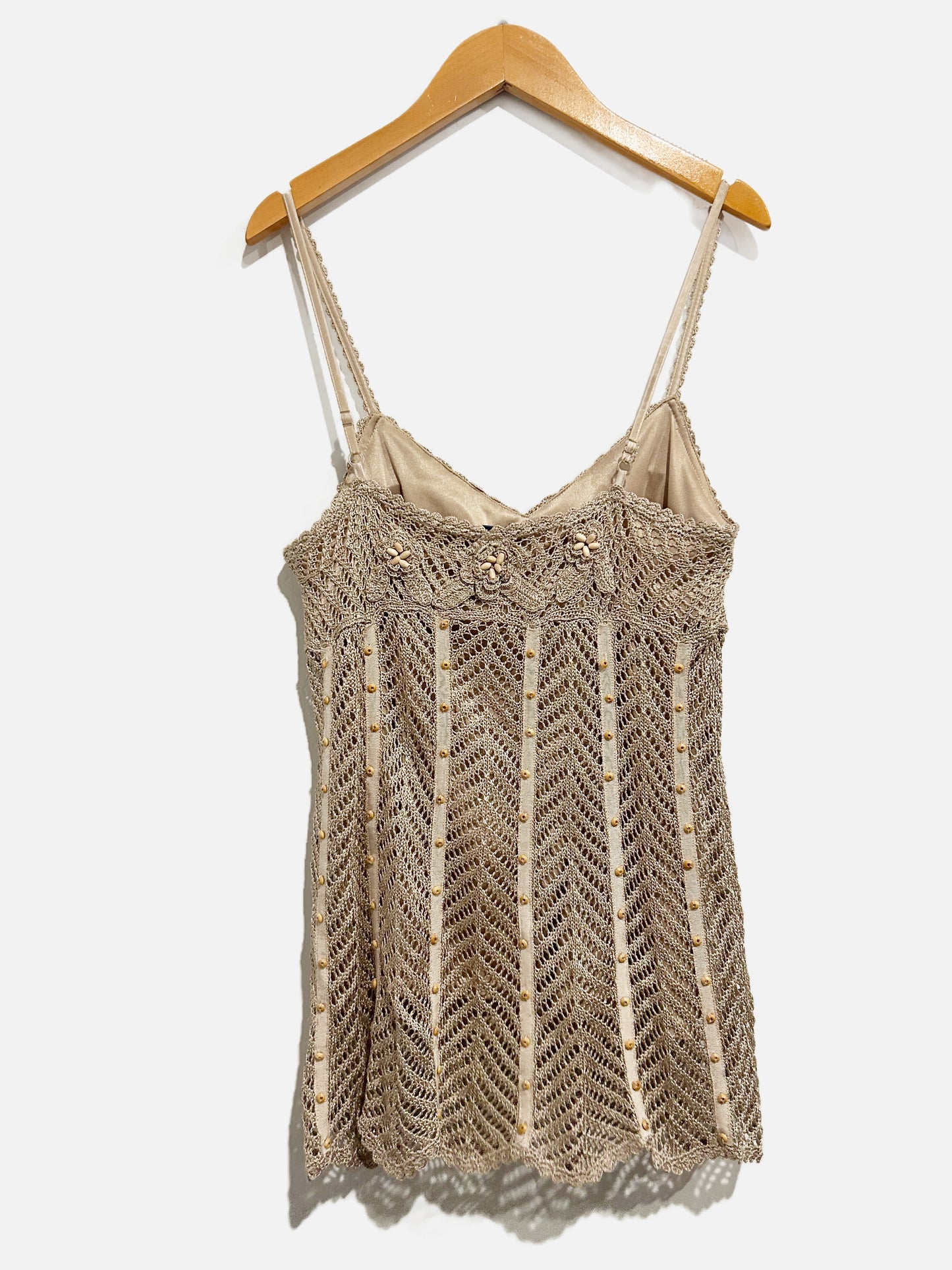 Sue Wong Gold Y2K Beaded Tank - XS
