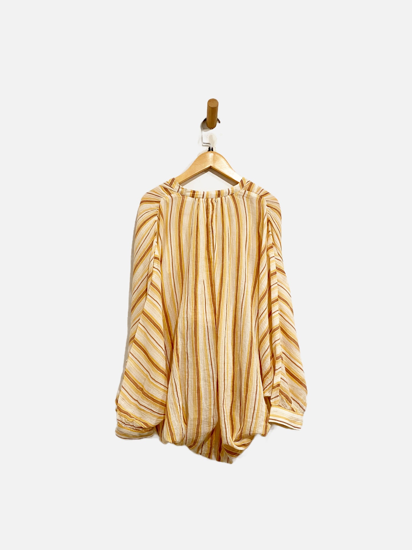 Anthropologie Orange Stripe Tie Front Blouse - XXS