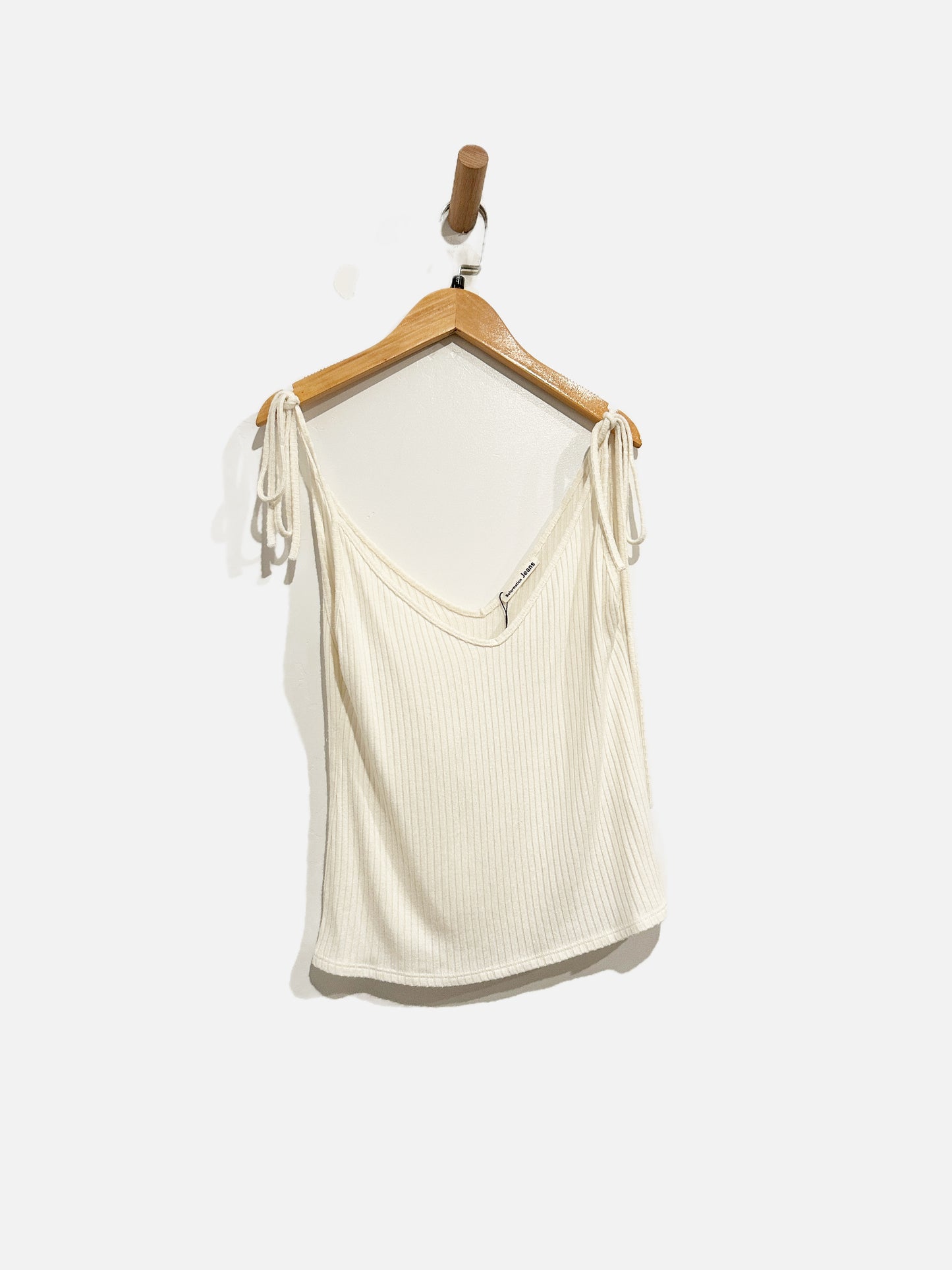 Reformation Amelia White Ribbed Tank - Small