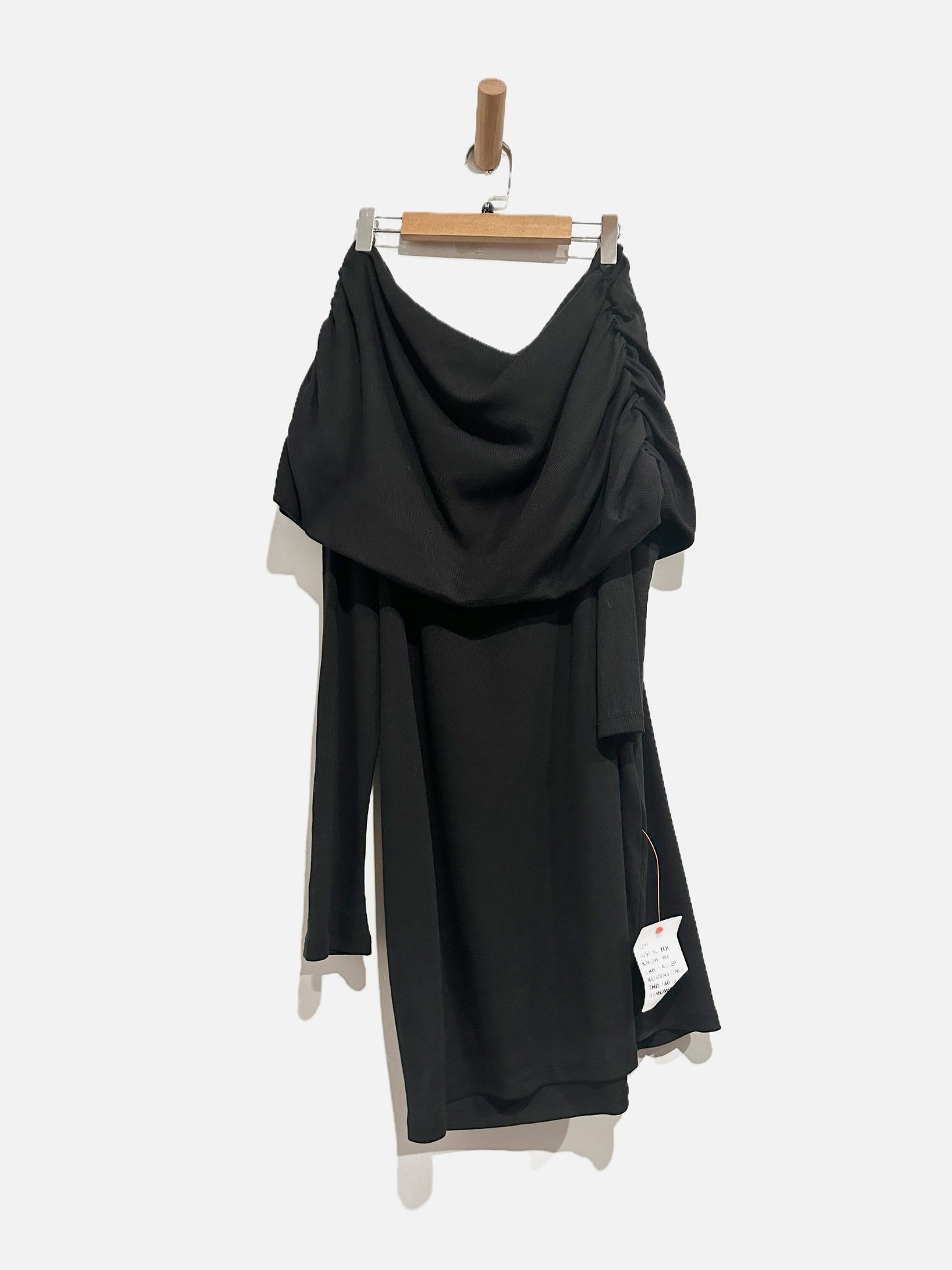 Asos Design Black Asymmetric LS Dress - 8