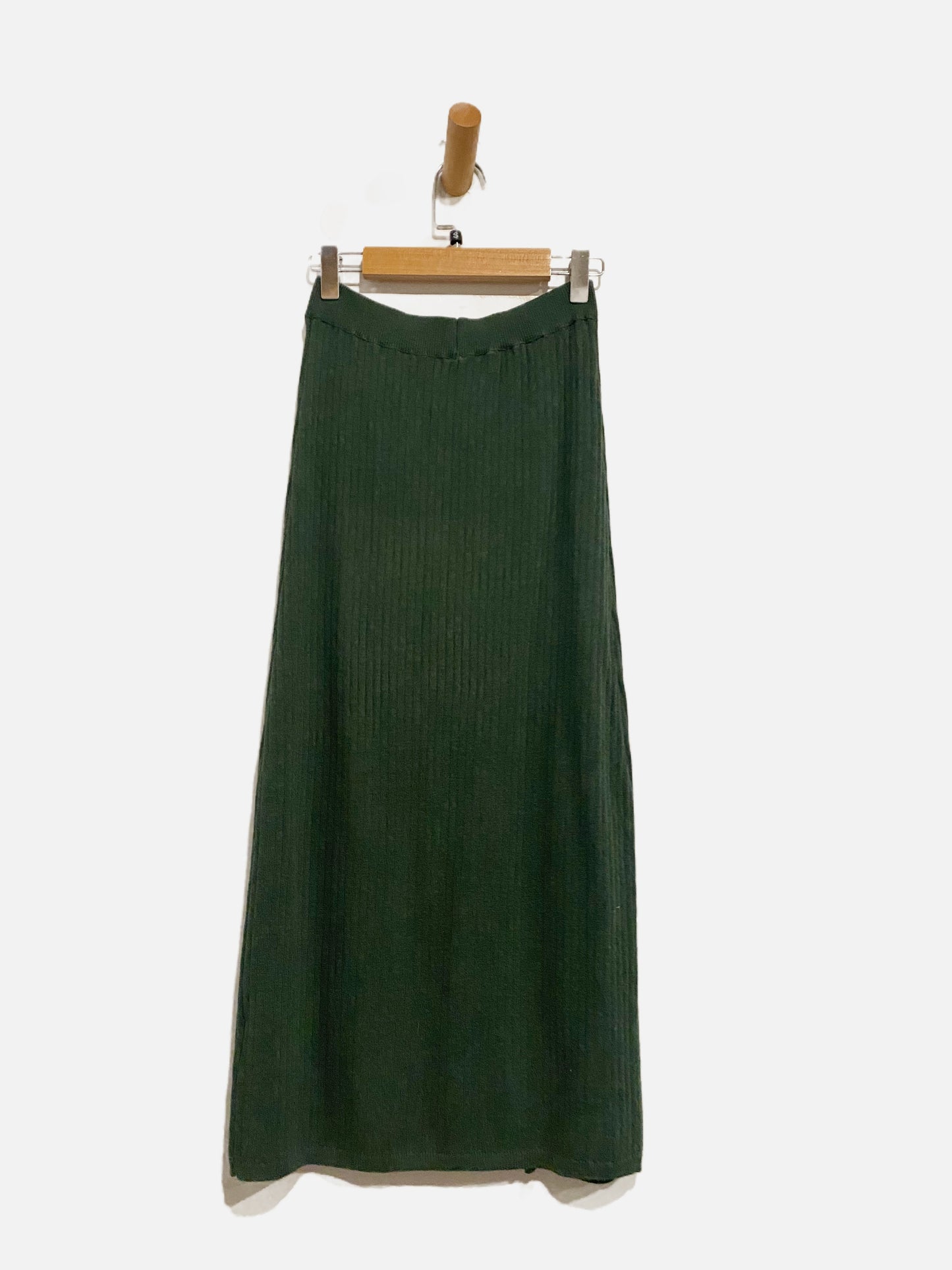 Free People Skyline Midi Green Ribbed Skirt - Small
