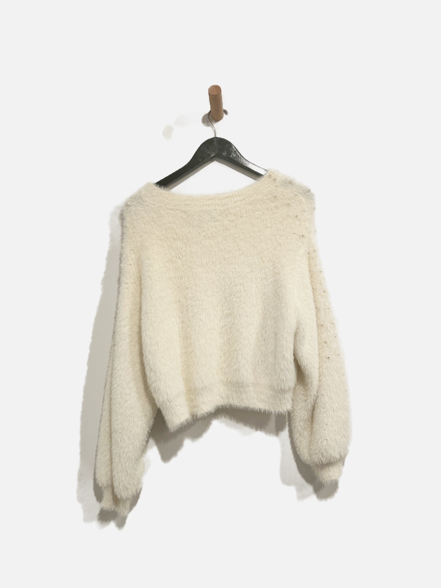 Zara Cream Eyelash w/ Pearls Sweater - Small