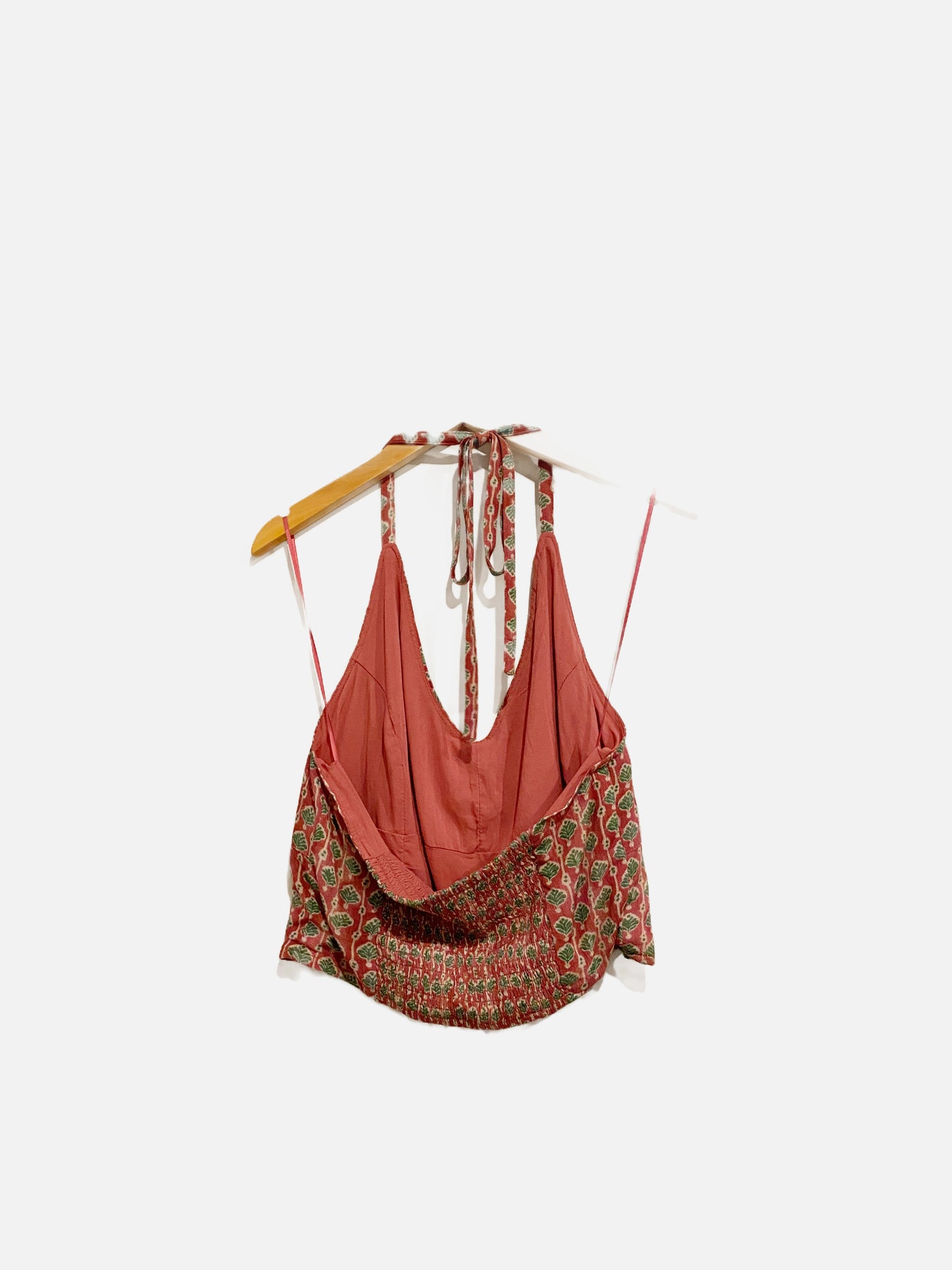 Free People Pink and Green Halter Top - Medium