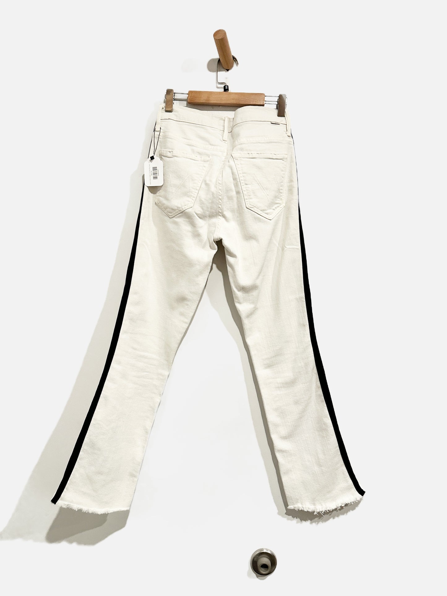 Mother White Insider Crop Step Fray Jeans - 26