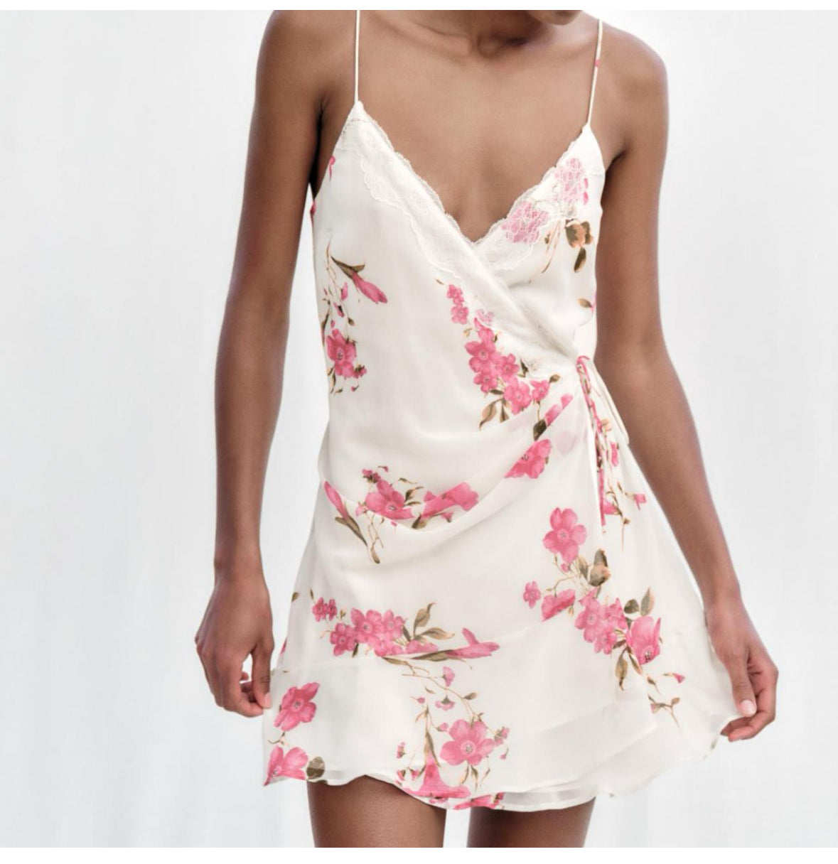 Zara White Floral Lace Mini Dress - Large