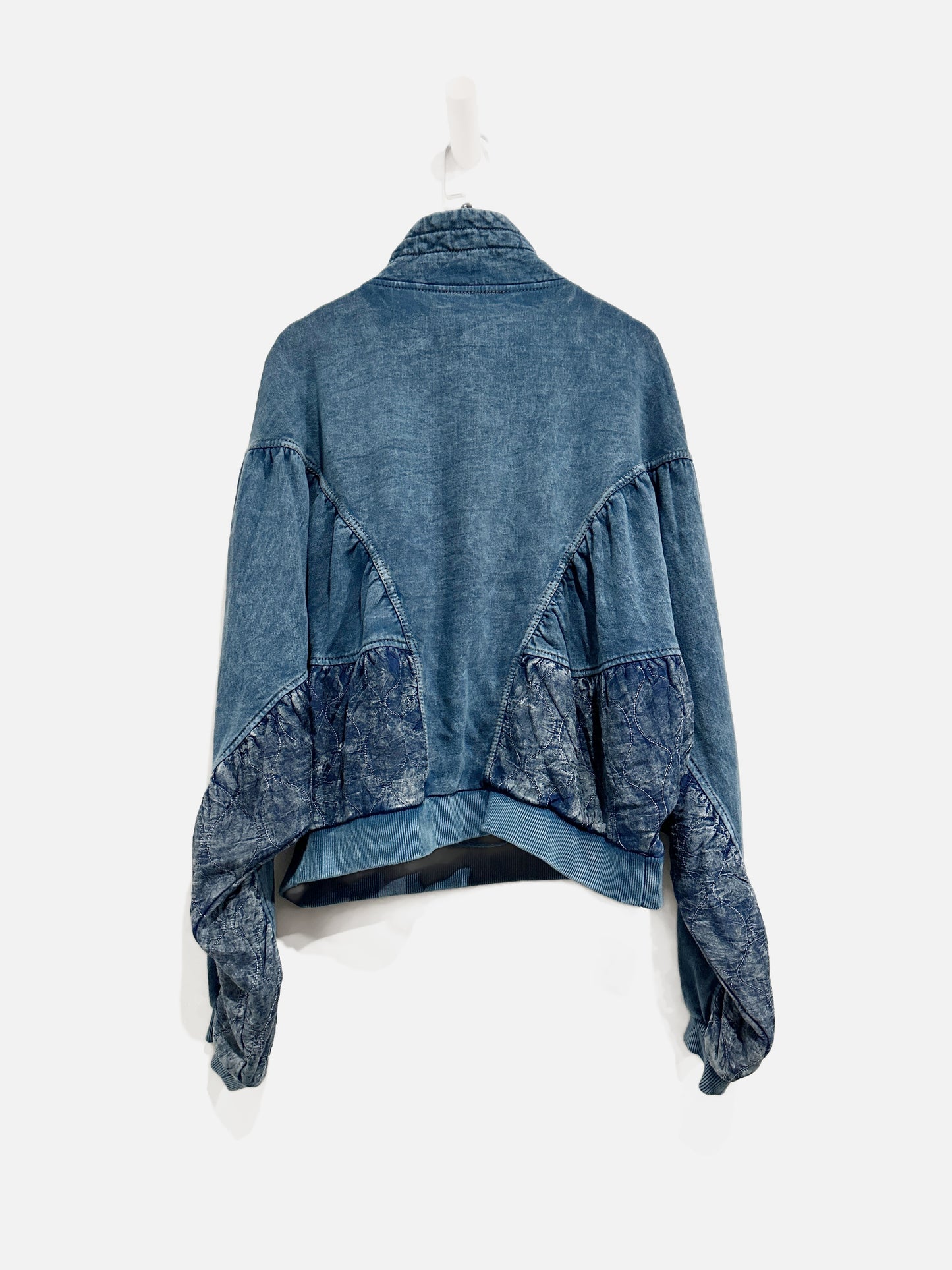 UO Out From Under Chambray Quilted Bomber - Small