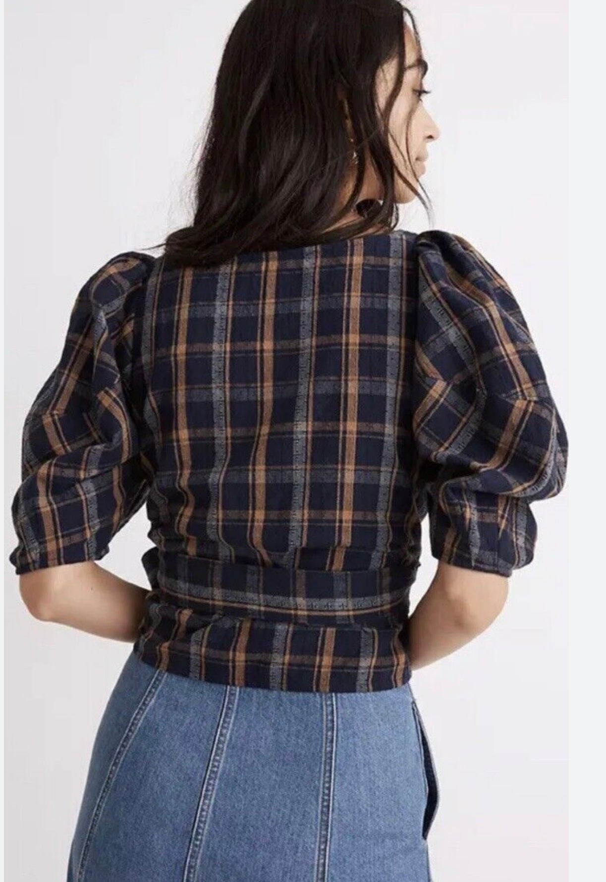 Madewell Navy Sweetheart Wrap Top - Small