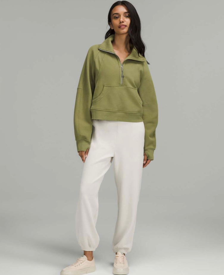 Lululemon Scuba Oversized Funnel Neck Half-Zip in Bronze Green - XS/Small