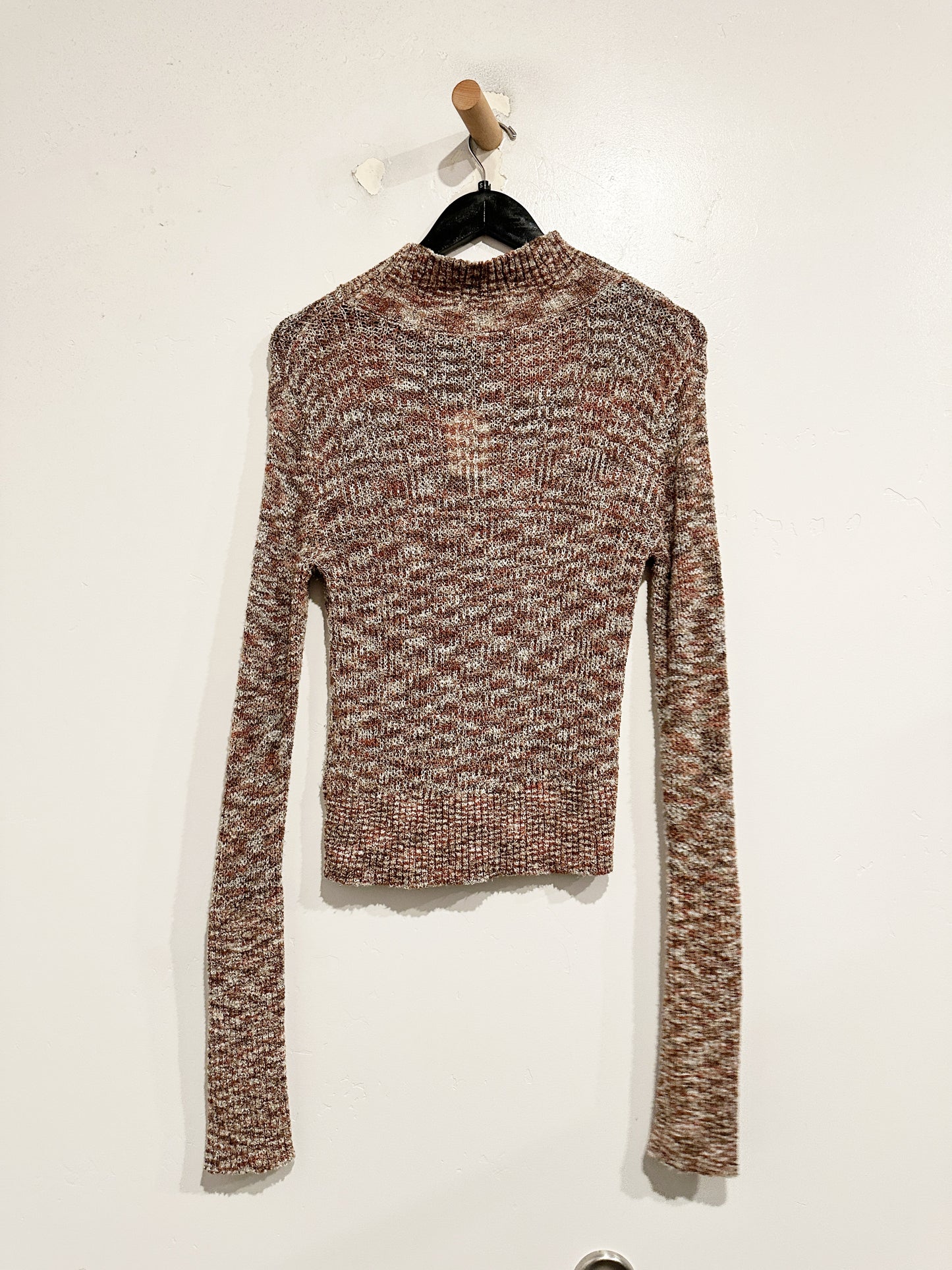 Free People Brown Marled Mock Neck Sweater - Small