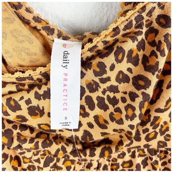 Anthropologie Daily Practice Square Neck Leopard Print Mini Dress Size Small