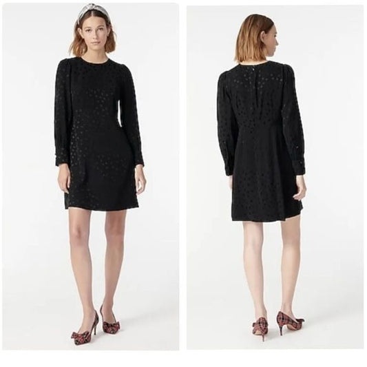J.Crew Shift dress in jacquard floral dot in Black Size 2