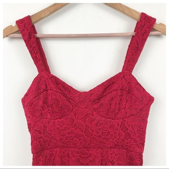 Anthropologie Hutch Seamed Lace Midi Dress in Red Size 0