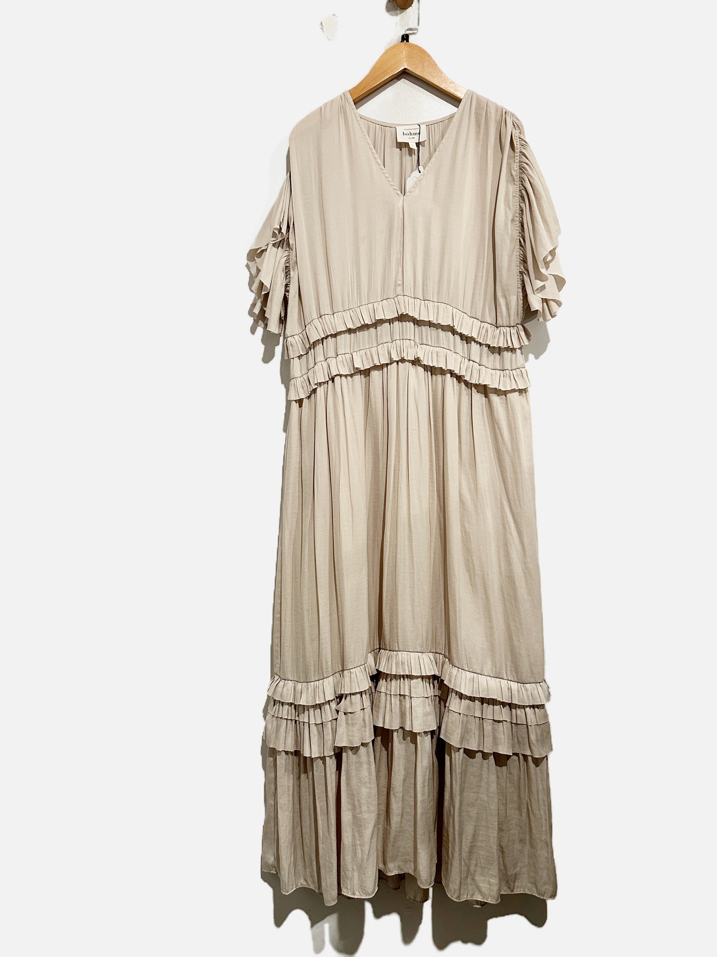 Bohme Cream Ruffle Maxi Dress - Large