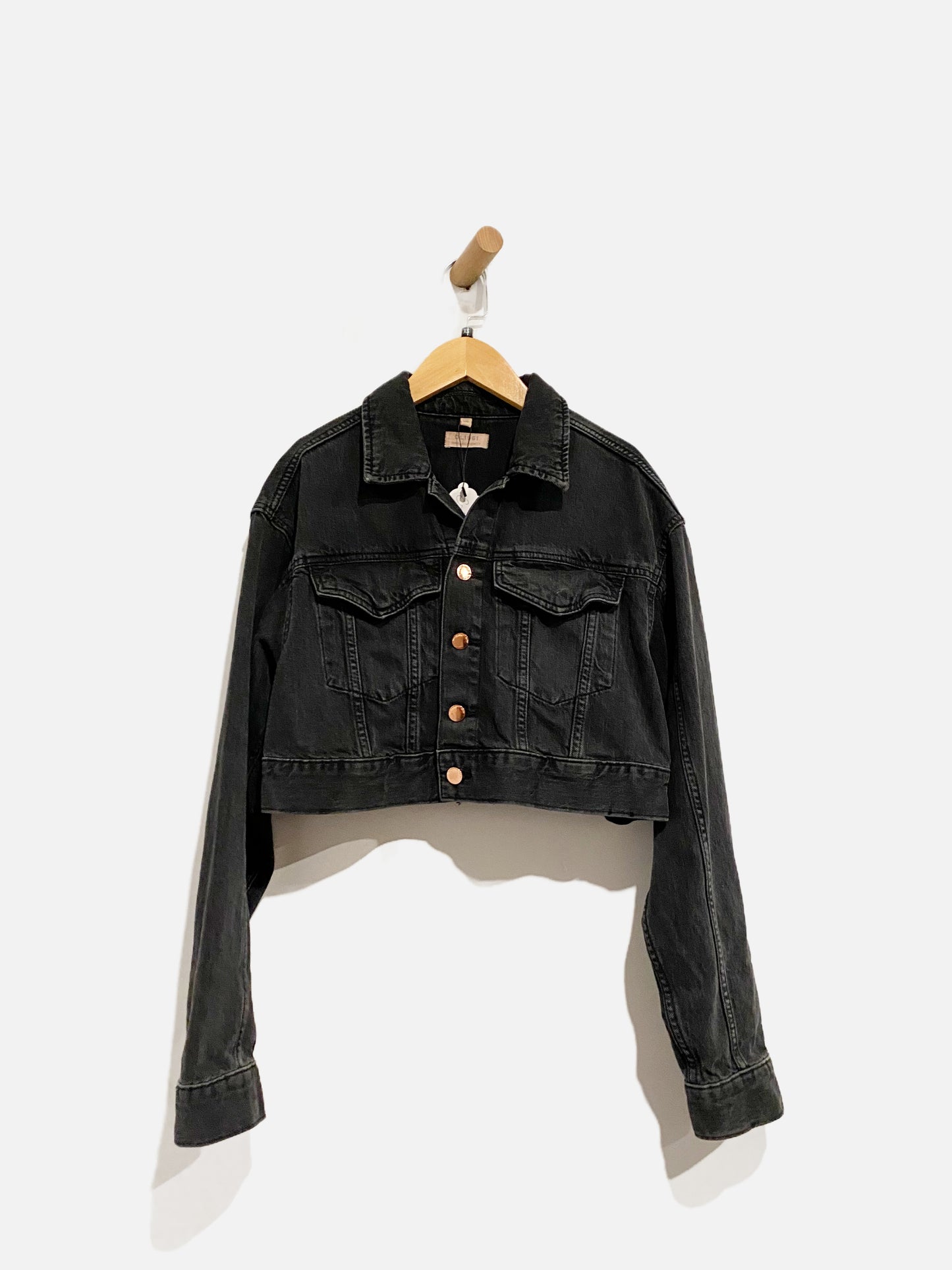 DL1961 Black Cropped Denim Jacket - XS