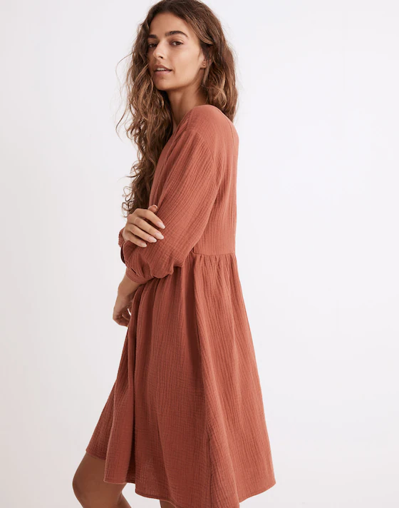 Madewell Light Spun V-Neck Red Gauzy Mini Dress - XL