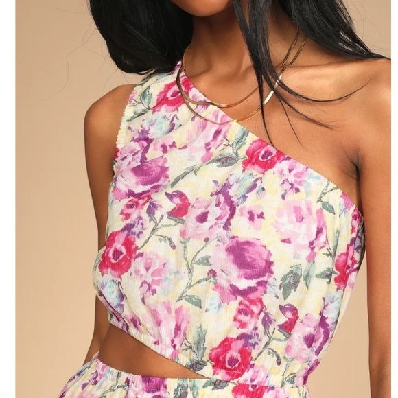 Lulus NWT Floral One Shoulder Dress Size XL