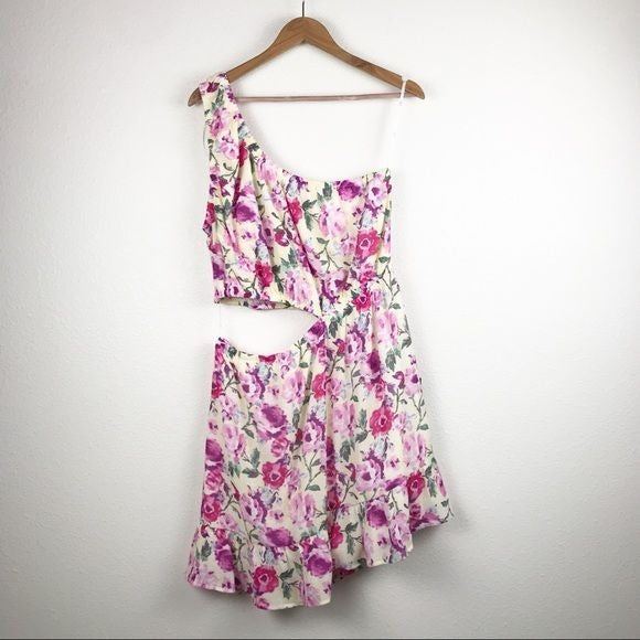 Lulus NWT Floral One Shoulder Dress Size XL