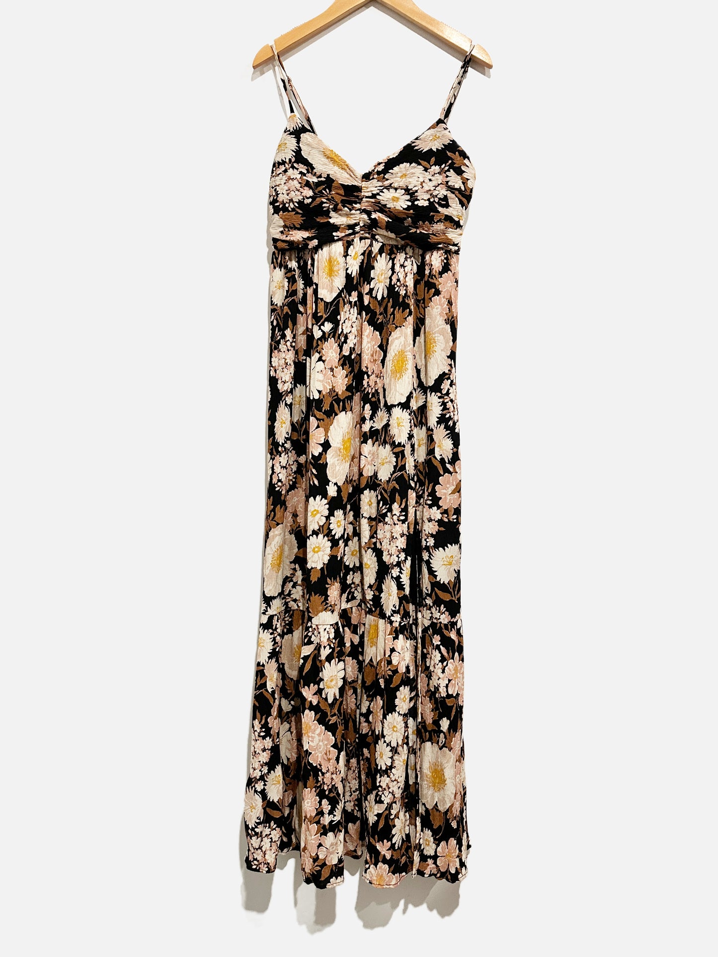 Abercrombie & Fitch Black and Brown Floral Print Maxi Dress - MT