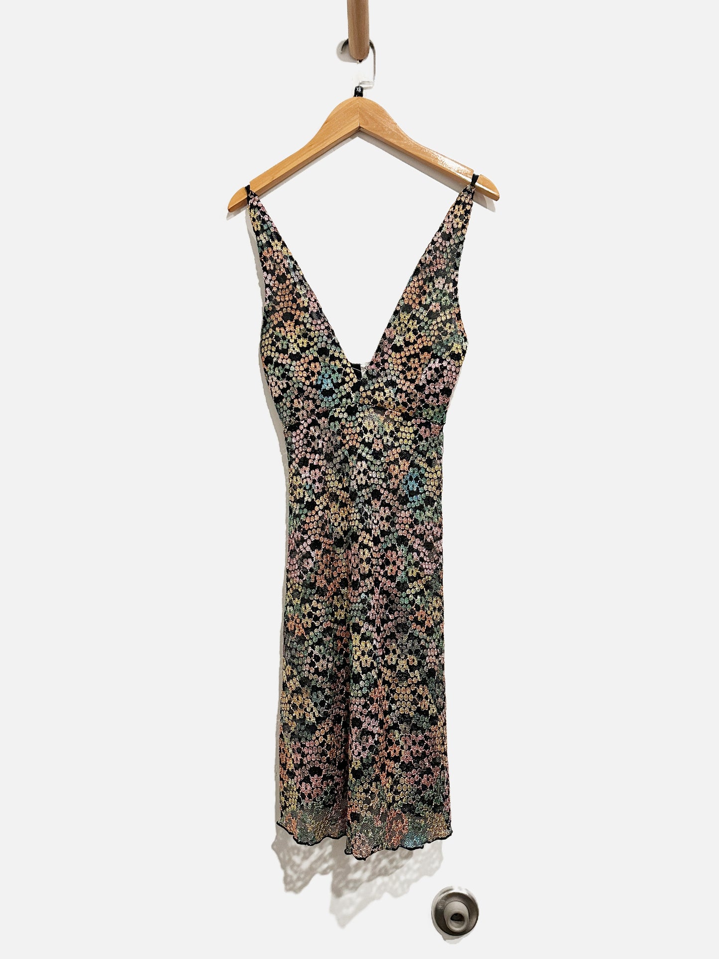 Free People Intimately Forget Me Knot Black Floral Mini Slip Dress - XS