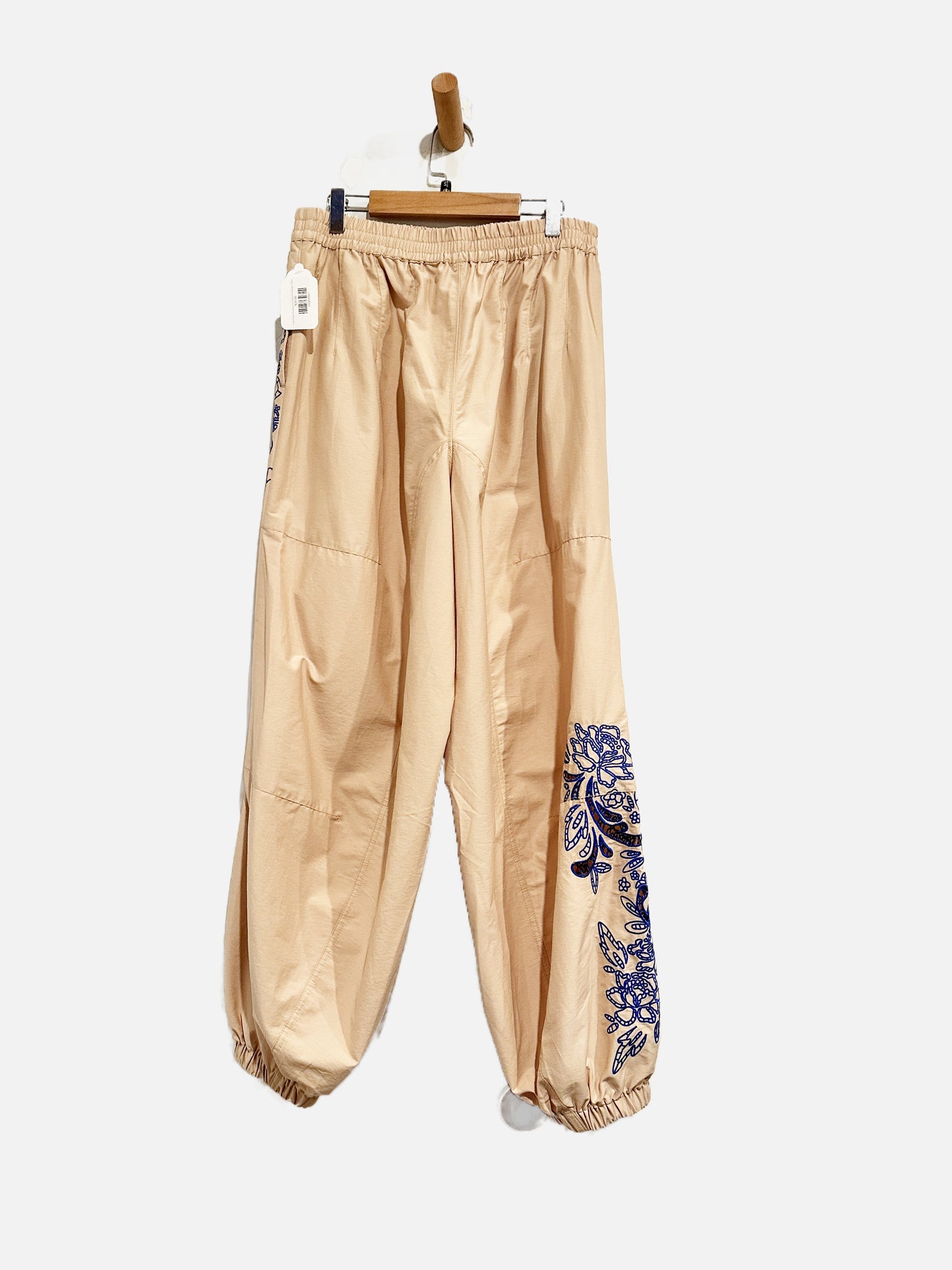 Free People Movement Tan w/Blue Embroidery Pants - Small