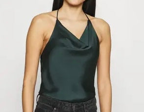 Abercrombie & Fitch Green Satin Bodysuit - Small