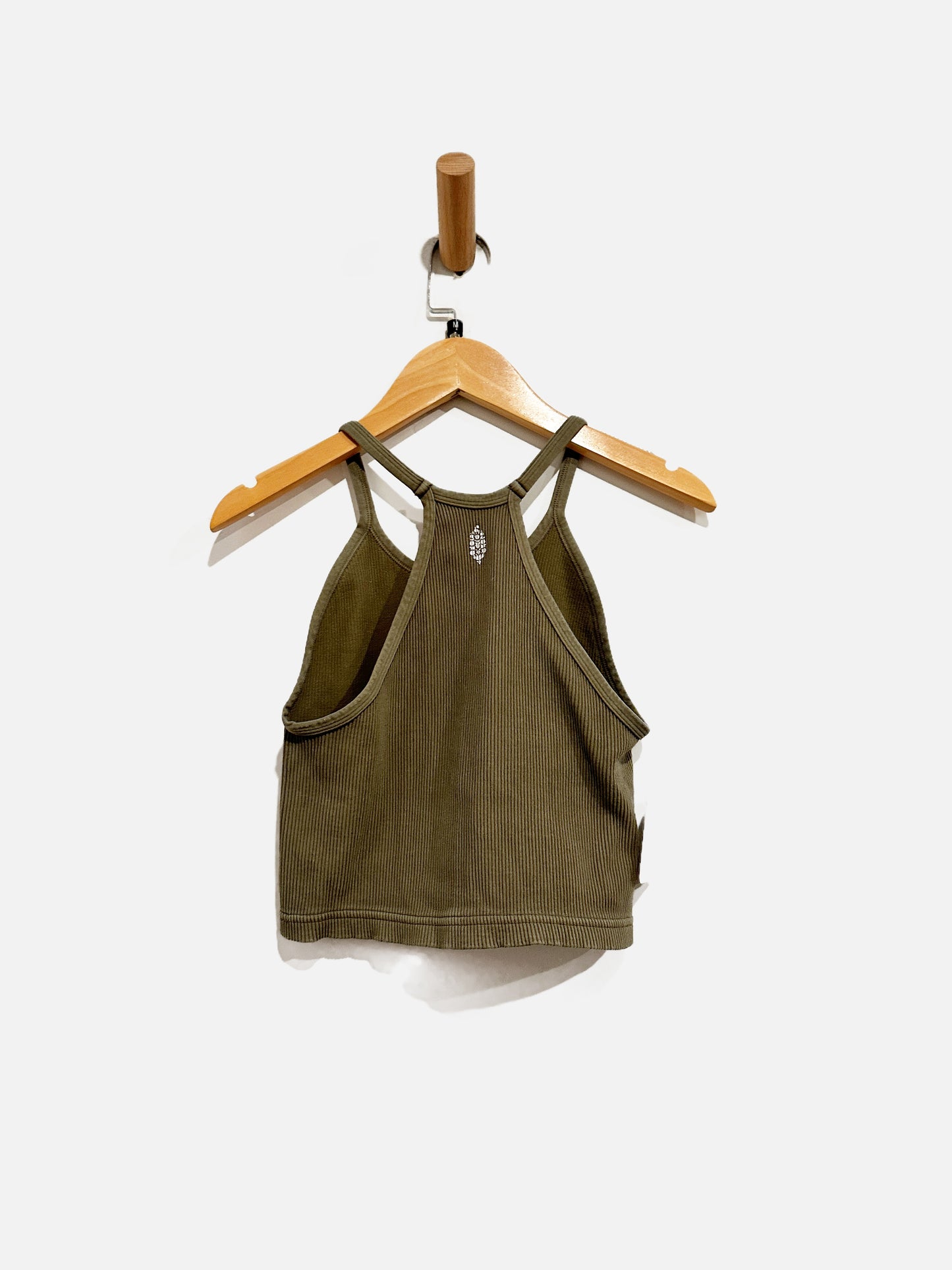 Free People Green Ribbed Crop Tank - M/L