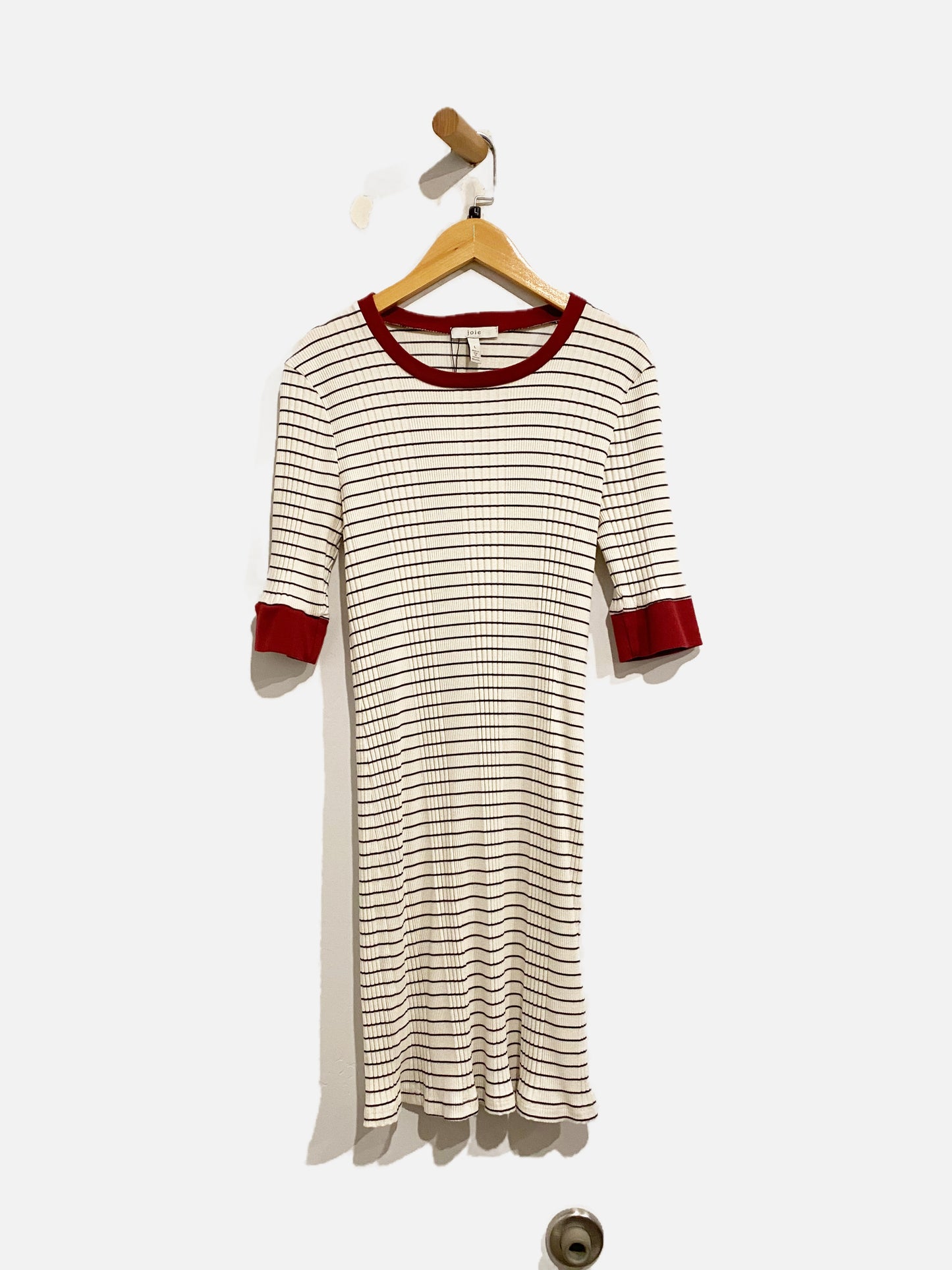 Joie White and Black Stripe T-Shirt Dress - Large