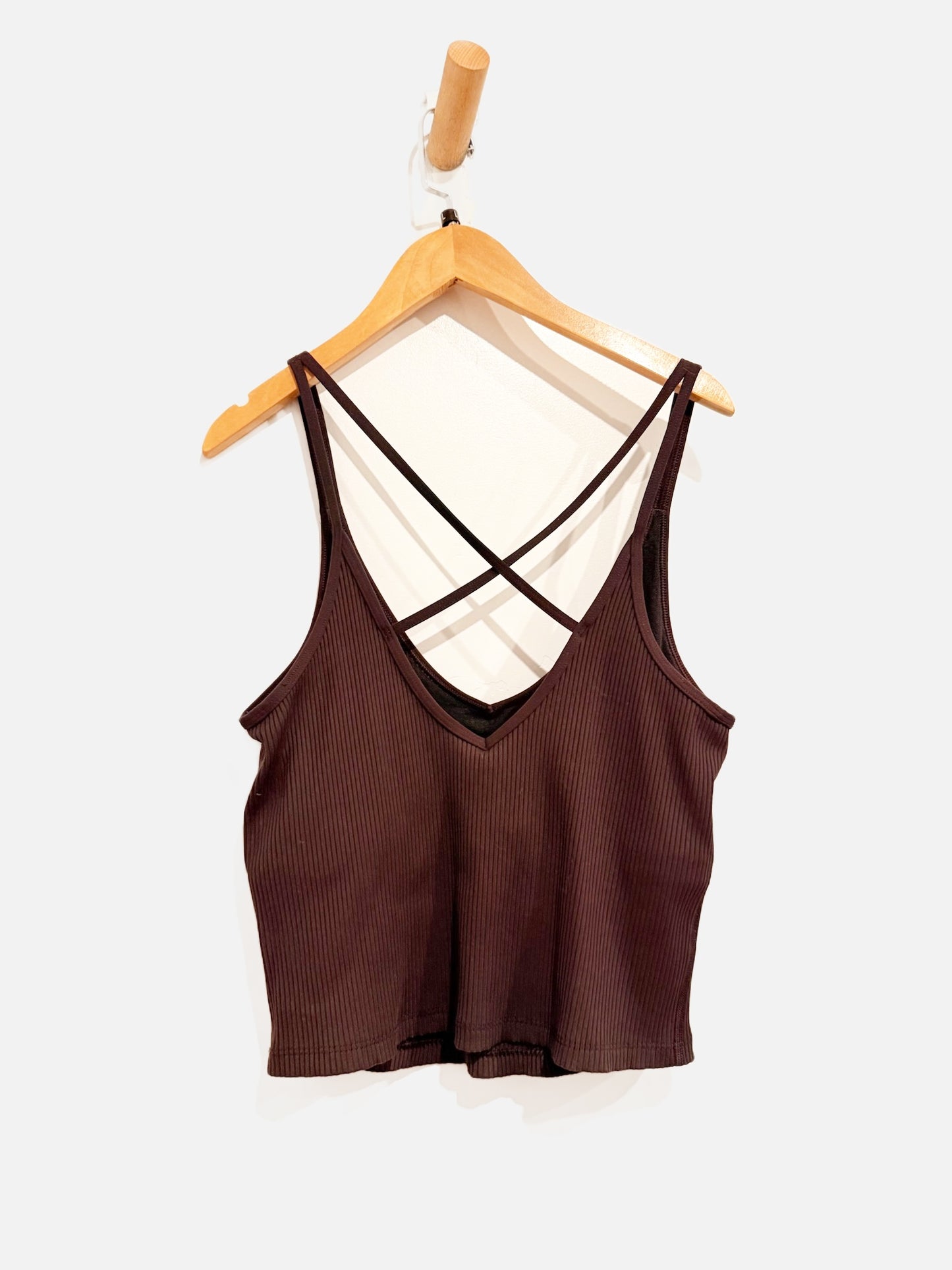 Vuori Brown Ribbed Strappy Tank - Large
