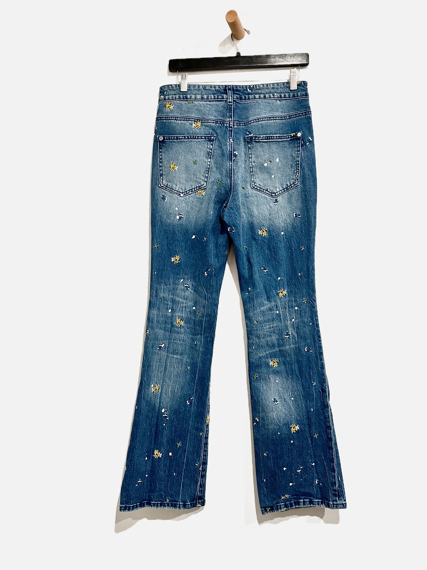 Anthropologie Pilcro Embroidered Paint Splatter Jeans - 28