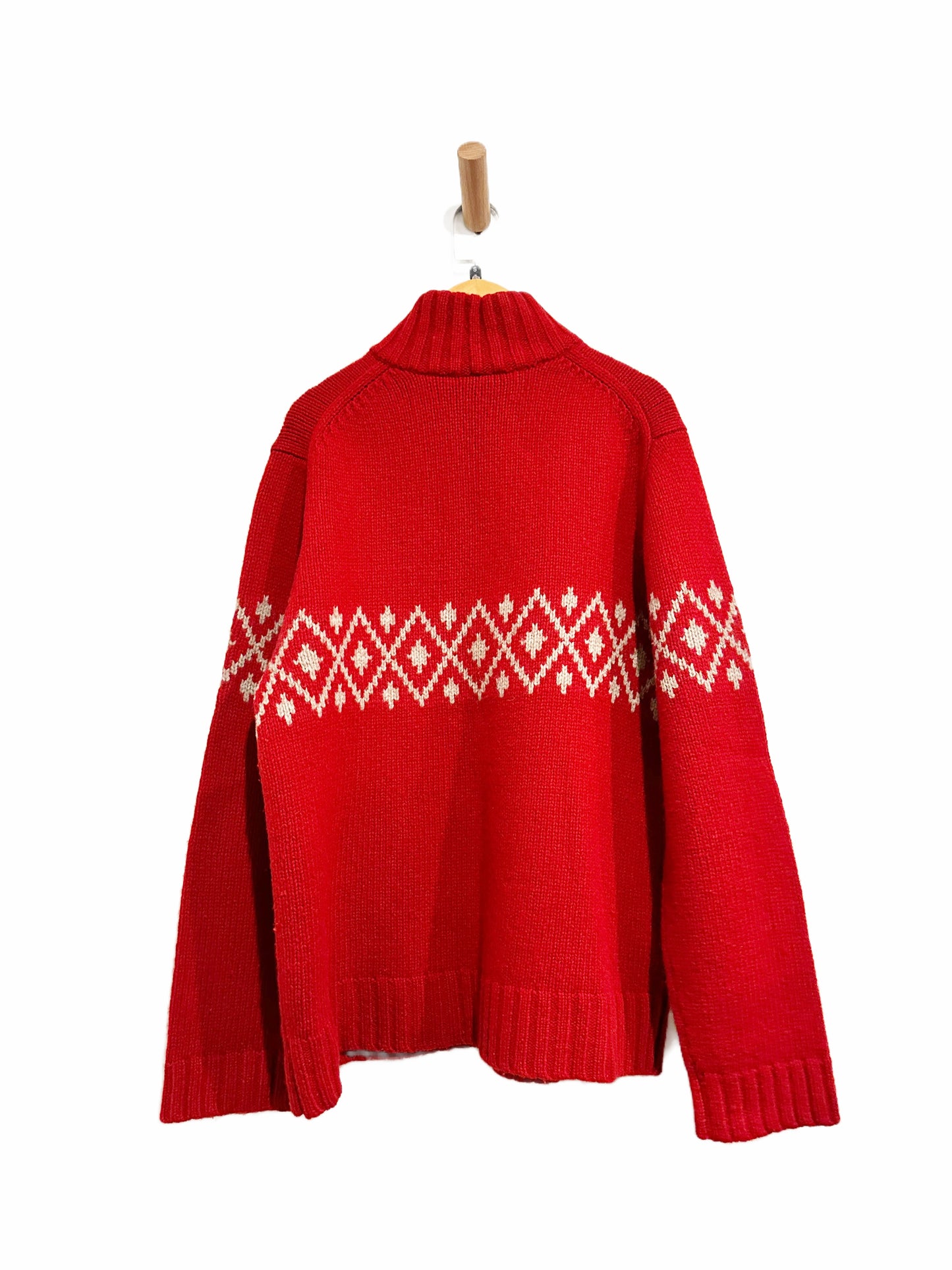 Gap Red Argyle Quarter Zip Sweater - Small