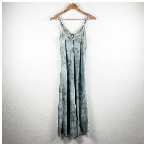 Vince Watercolor Marble Silk-Satin Cami Midi Dress Size Small