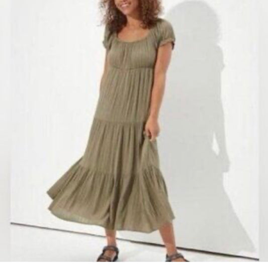 American Eagle Green Teared Maxi Dress- Small