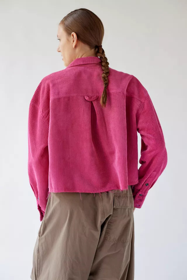 Urban Outfitters BDG Pink Corduroy Crop Jacket - Large