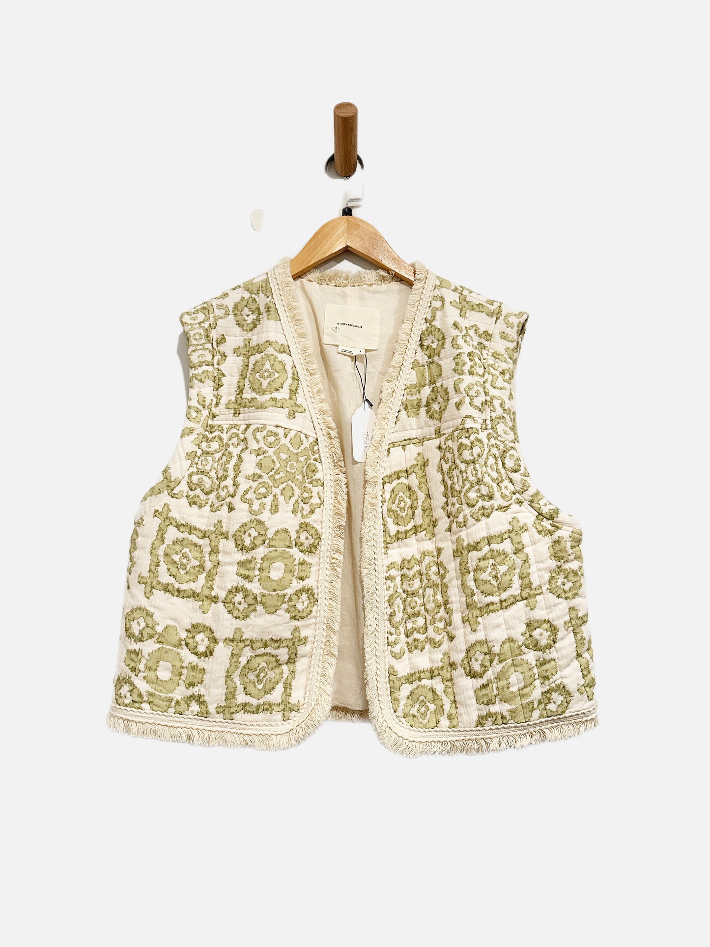 Anthropologie Damask Printed Vest in Green - Large