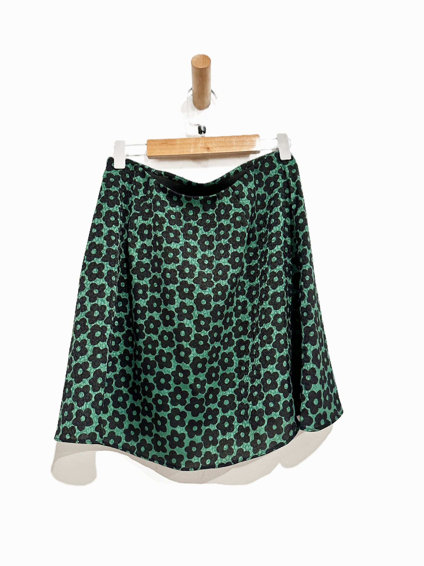 Urban Outfitters Green and Black Floral Button Mini Skirt - Small